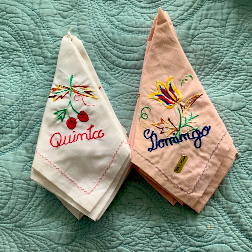 Portugal. Days of the week napkins. 100% cotton.